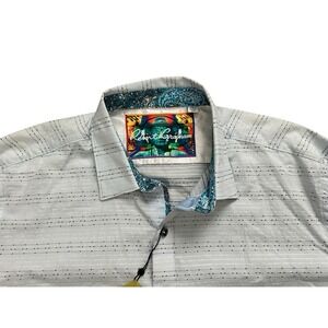 Robert Graham Buddha Geometric Flip Cuff LS Classic Fit Light Blue Shirt‎ 2XL